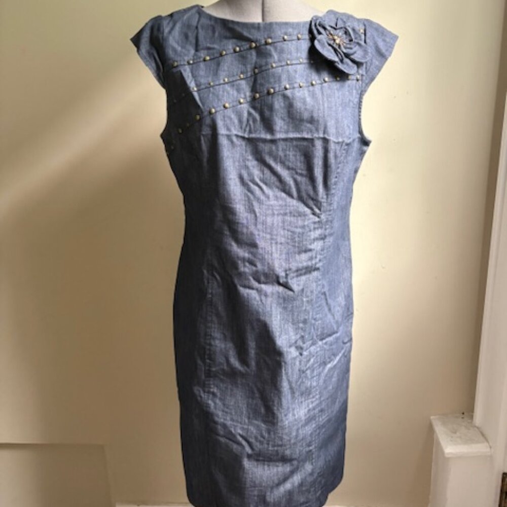 Sandra Darren spring sleeveless denim dress - Size 14